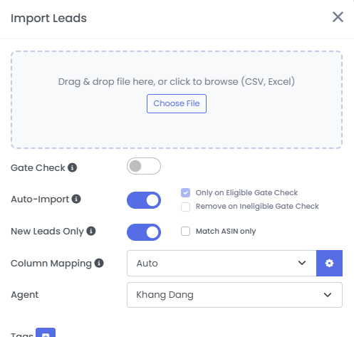 3P Mercury lead import form for uploading a wholesale supplier catalog and updating product costs.