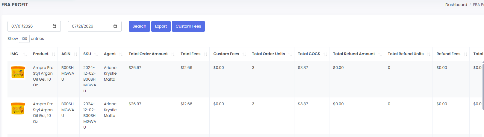 3P Mercury report showing purchased and sold outcomes from saved product leads.