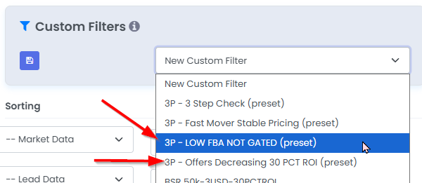 3P Mercury competition filters for reducing leads by FBA competition and offer count changes.